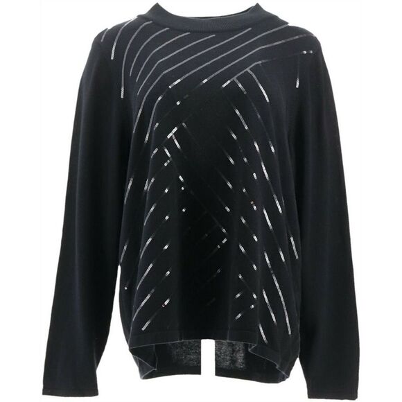 Joan Rivers Mock Turtleneck Sequins Sweater - Picture 2 of 4